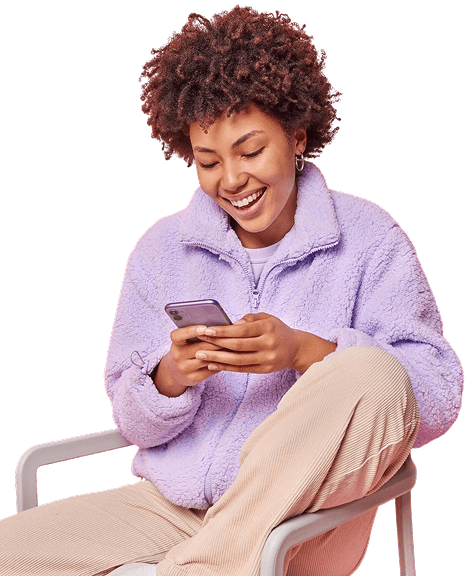 Woman using PaashCash on her phone