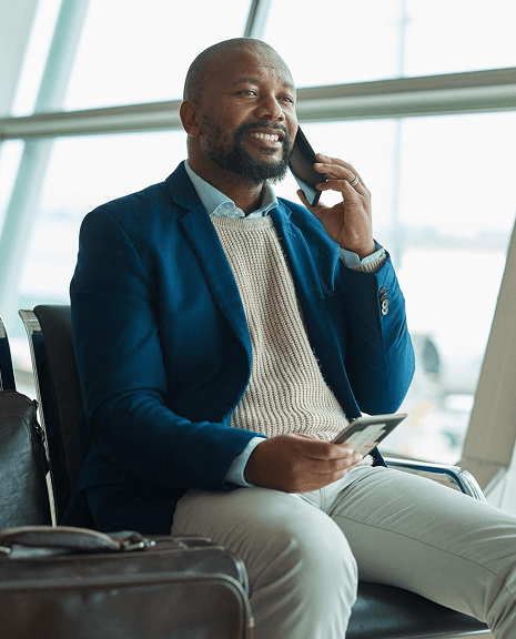 Traveller preparing to book a flight